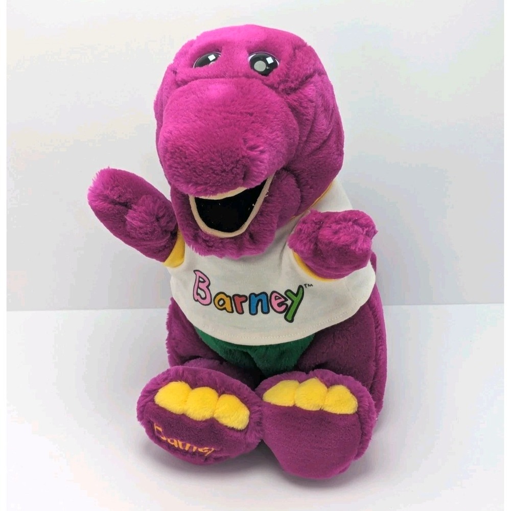 Barney 14" Dakin 1992 Toy Plush Stuffed Shirt Purple Dinosaur Lyons Partnership